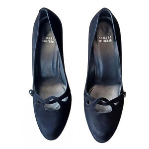 STUART Weitzman Classic Black Suede Pump Evening Neutral Heels Cocktail 9 Dressy